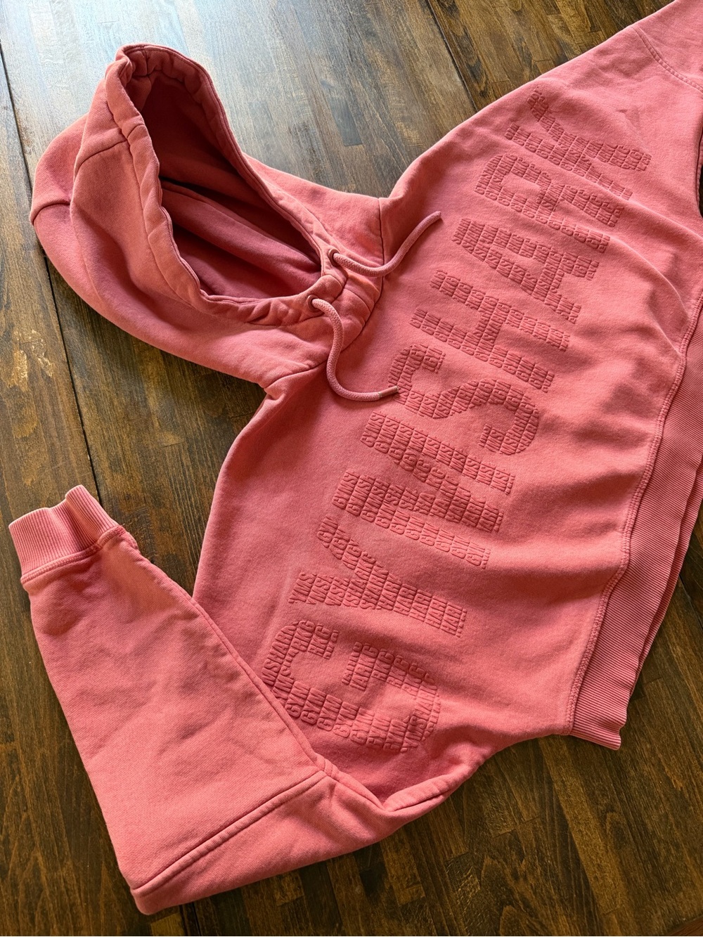 Gymshark Training Cropped Hoodie Womens S Pink Pullover Drawstring Spellout LS